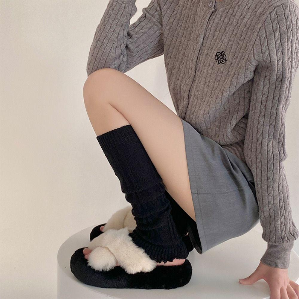 Lolita Fashion Stacked Socks Knitted Foot Cover Leg Cover Socks Warmth Knee Socks For Women Girls
