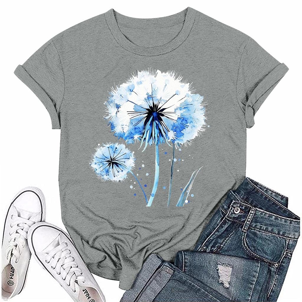 Женская мода с принтом, круглым вырезом, коротким рукавом, футболка, пуловер, топ