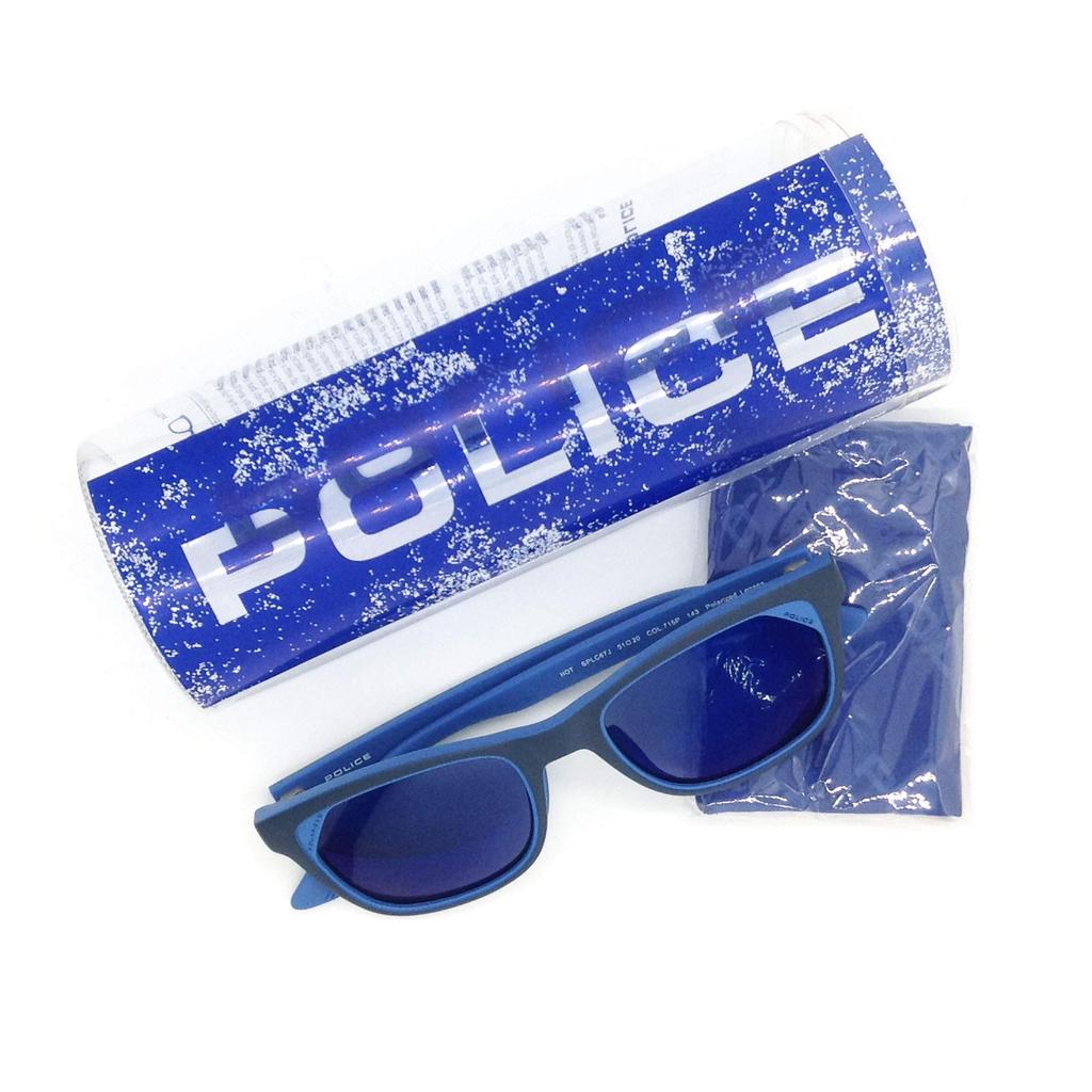Police Горячие поляризационные солнцезащитные очки SPLC67J 51 мм с защитой от УФ-лучей и поляризационными линзами 715P (Модель 2021 г.) (столбец. [Матовый темно-синий/синий])