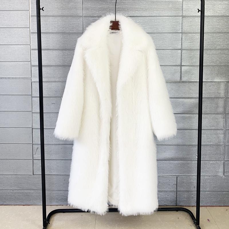 Autumn and Winter Women's Long Toka Imitation Fur Suit Collar Coat Coat, Artificial Fur Imitation Fur Coat