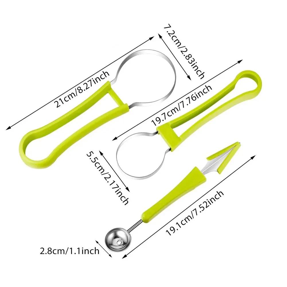 Watermelon Slicer Cutter 3 In 1 Fruit Cutter Scoop Carving Knife Fruit Dig Pulp Separator Fruit Platter Kitchen Gadgets