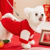 Teddy Keeps Warm In Autumn and Winter, Festive New Year's Greetings, Two-legged Tang Clothing, Small Dog, Cat, Chinese New Year, Pet Dog, Dog Clothes