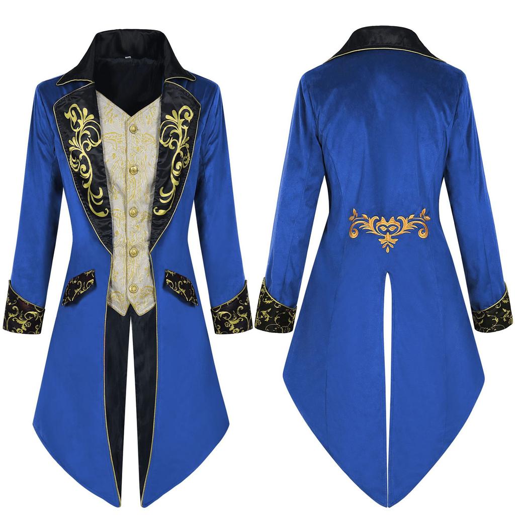 Men's Steampunk Coat Tuxedo Medieval Costume Gothic Victorian Frocker Uniform Party Retro Casual Halloween Tailcoat Jackets