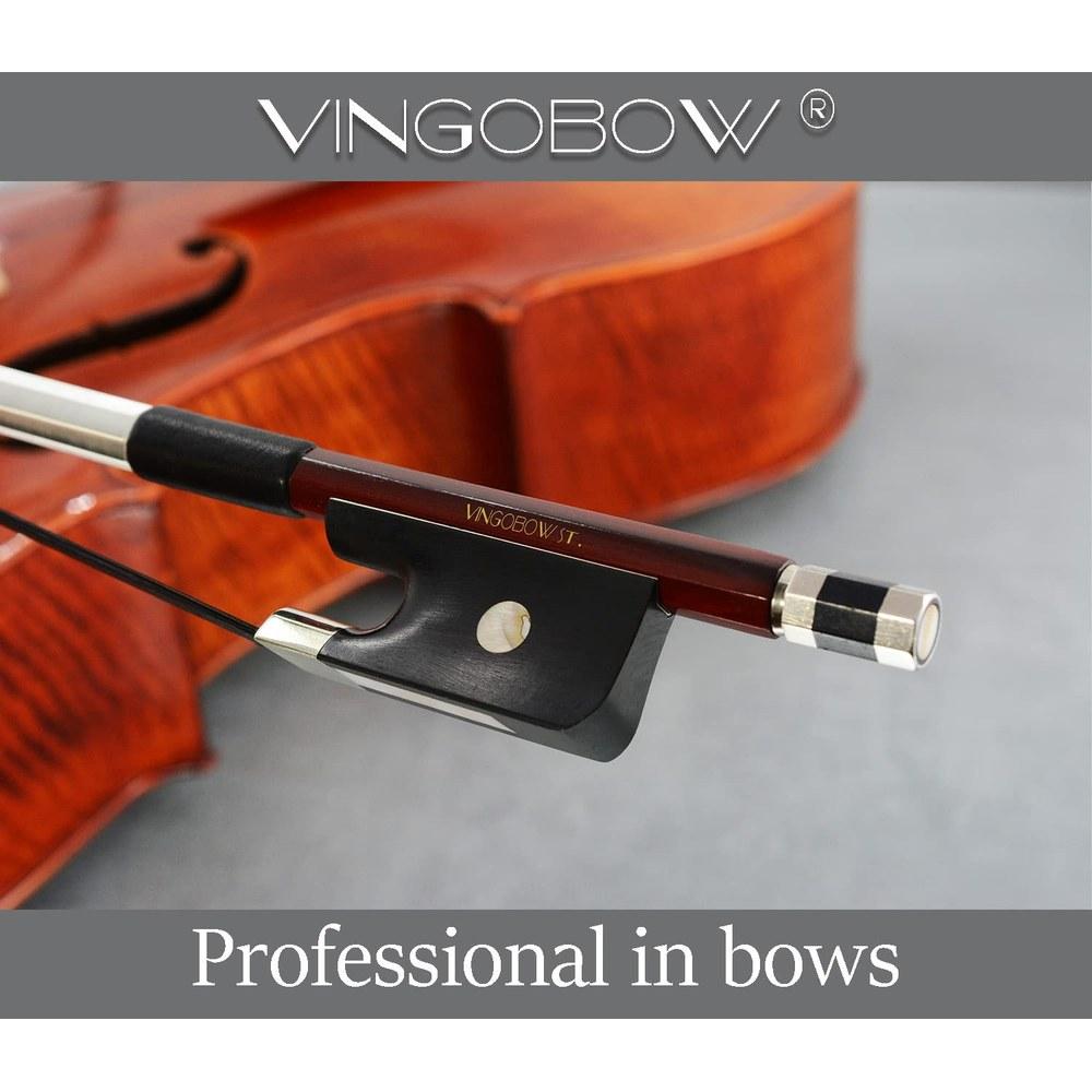 VINGOBOW 300BFB Смычок для контрабаса 3/4 Французская модель Черный конский волос Дикий тон Гриф из палисандра 70,5 см