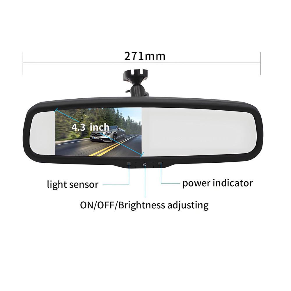 4.3-Inch Rearview Mirror with Brake Light Camera for Opel Vivaro, Movano, Renault Trafic