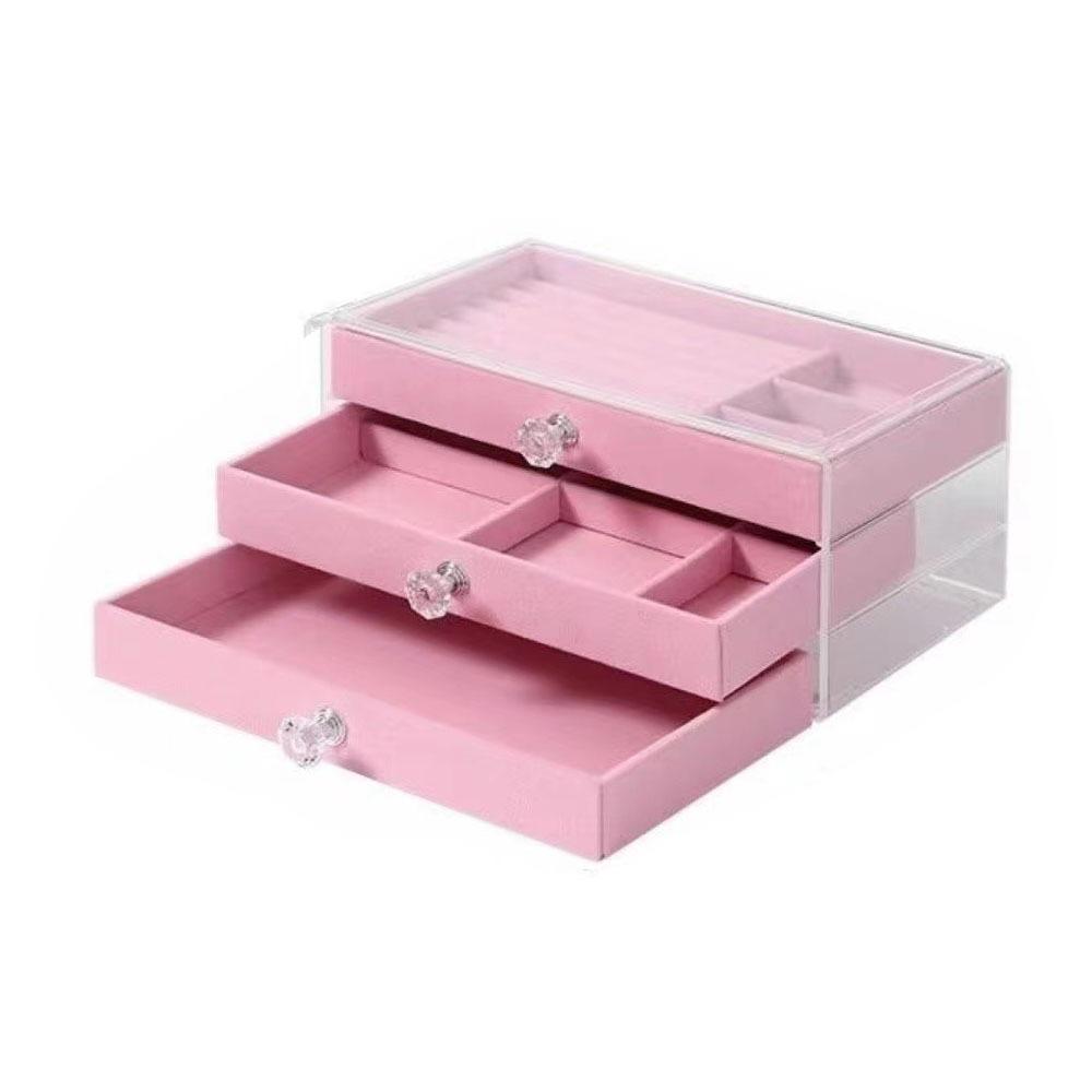 Dustproof Acrylic Jewelry Organizer Stackable Drawer Jewelry Box 3 Layers Jewelry Box Bedroom