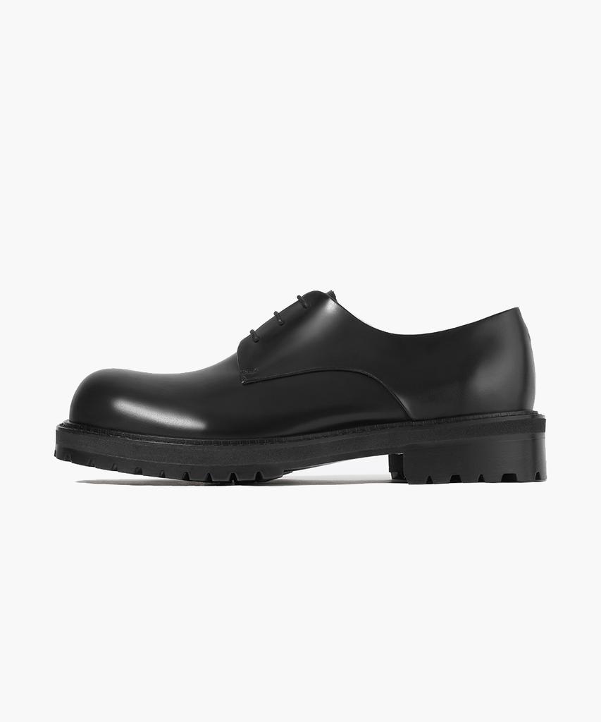 Firenze Atelier [Vibram] Объемный носок Скрытый шов Pull-Up Кожа 3-дырочный Дерби 1090 [Сияющий черный]