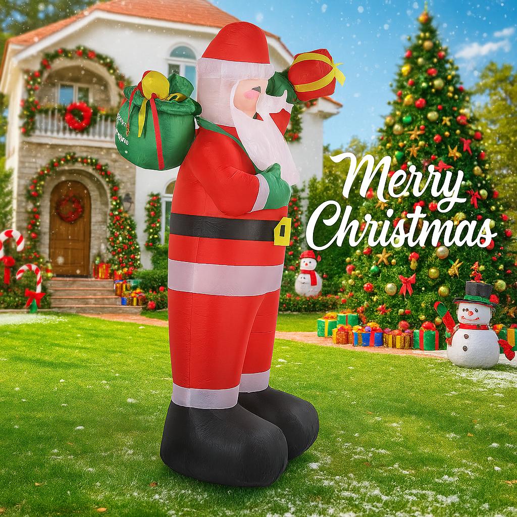 7.87FT Inflatable Toy Santa Claus Gift Bag Xmas Yard Lawn Party Decoration with LED Light Christmas Home Supplies Ornaments Gift