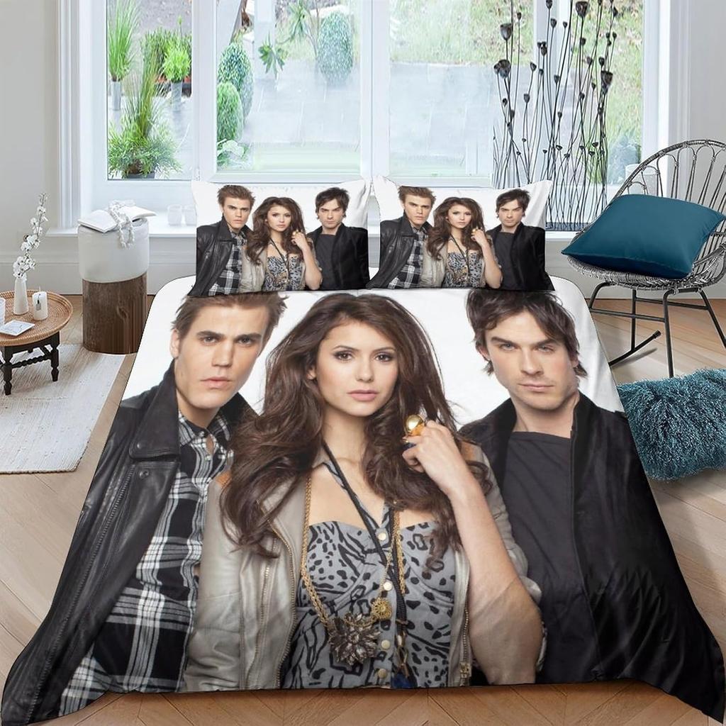 Аниме Пододеяльник The Vampire Diaries Комплект постельного белья Взрослые Мальчики Девочки Украшение спальни Детский подарок Односпальный Двуспальный Размер