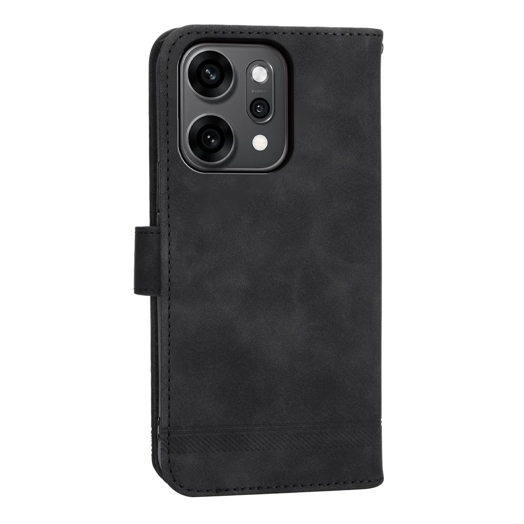 DIERFENG DF-03 Для Oppo Reno14 Pro 5G (Глобальный) Чехол-кошелек Case Lines из кожи с ремешком на запястье