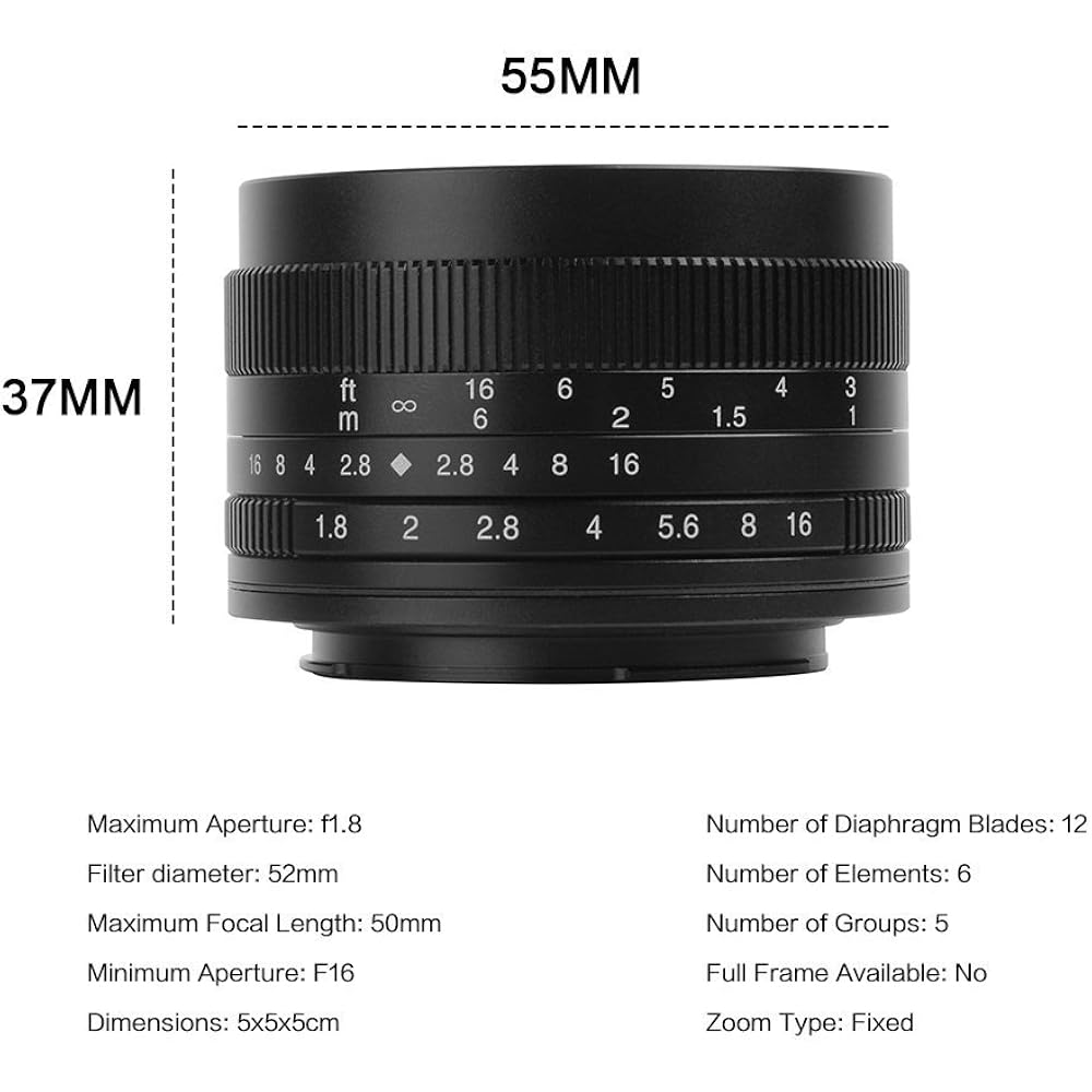 7artisans 50mm F1.8 APS-C manual fixed lens for Sony E-mount mirrorless cameras Sony A6500 A6300 ...