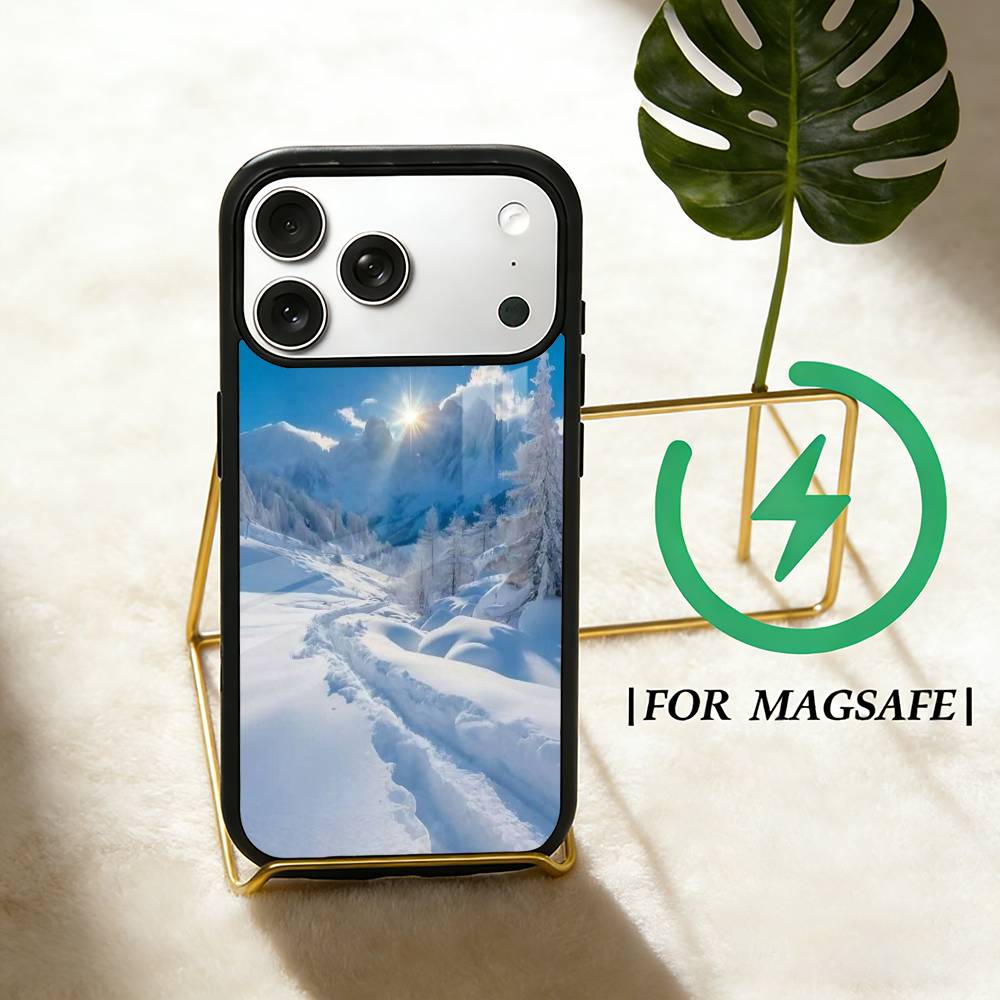 Winter Snow mountain Phone Case For iPhone 17,16,15,14,13,12,Plus,Pro,Max for Magsafe Magnetic Wireless Charging