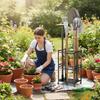 Garden Organizer Tool Organizer, 35-Slot Steel Rolling Rack with Wheels, Adjustable Feet Yard Sturdy Holder for Shovels, Rakes, Brooms and