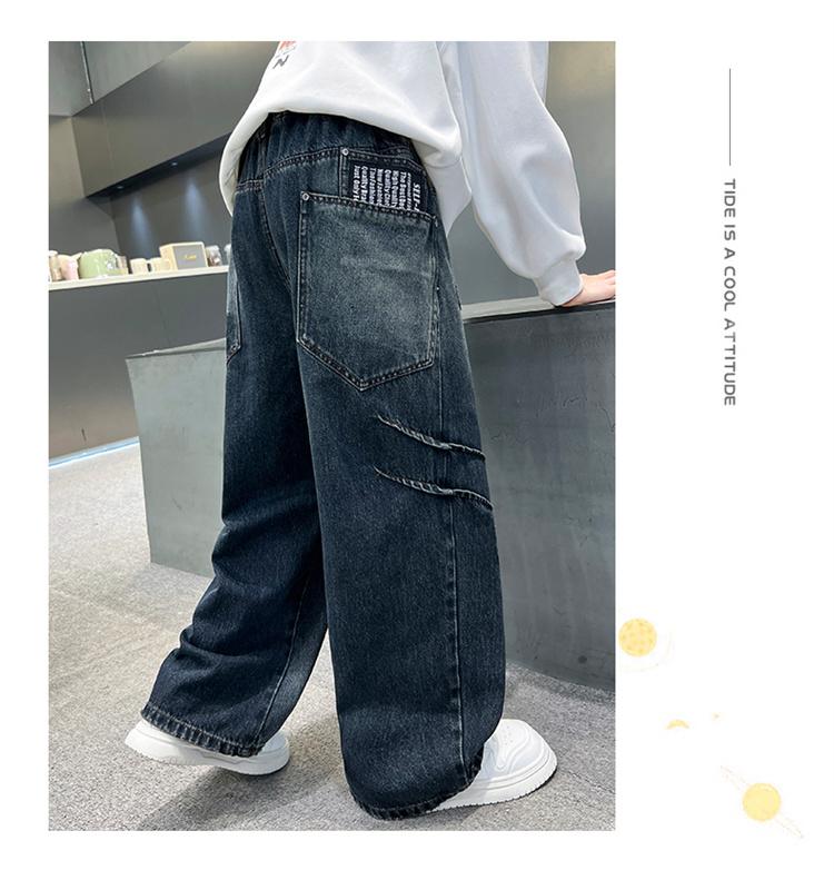 Children's clothing, boys' spring pants, 2026 new style, mid to large size, boys' spring and autumn jeans, boys' spring wide leg pants, trendy