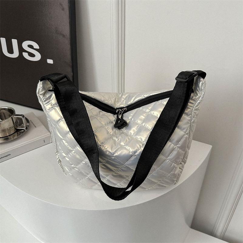 Сумки Осенние и зимние сумки из хлопка с вышивкой в виде ромбов Большая вместимость Модные и универсальные сумки через плечо на одно плечо