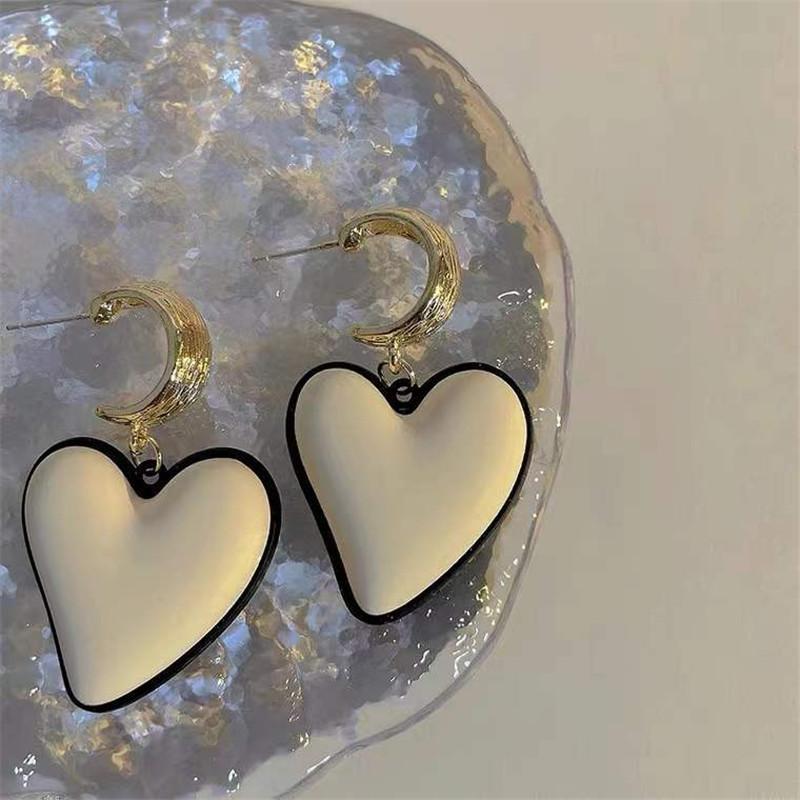 Korean Heart Drop Earrings For Women Girl Romantic Valentine's Day Gift Fashion Jewelry Trend Hanging Pearl Cute Bowknot Earring