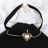 Party Imitation Pearls Velvet Jewelry Short Vintage Love Heart Heart Necklace Pendant Choker Chain