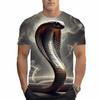 Summer Round Neck 3D Snake Print Top Fashionable Casual Personalized Short Sleeved Men's T-shirts