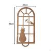 Cat Window Silhouette Metal Wall Decor Hanging Distressed Decoration Animal Statue for