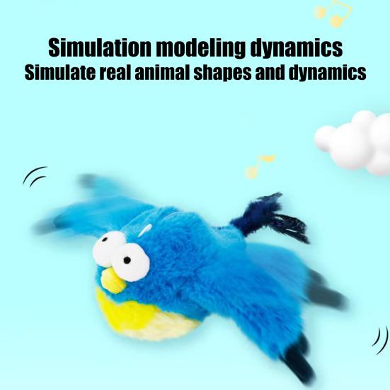 Yousheng Машущая Птица Игрушка для Кошек Перезаряжаемый Машущий Воробей с Чирикающими Звуками Кошачья Мята Интерактивная Плюшевая Игрушка-Птица для Игр и Упражнений Кошек