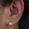 925 Silver Flat Back Trendy Zircon Moon Star Women Piercing Earring