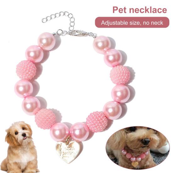 Ошейник для собак с подвеской в форме сердца, ювелирные изделия для домашних животных, модное ожерелье из смолы для собак, ожерелье из искусственного жемчуга, петля