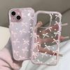 Чехол для телефона с узором из розовых сердечек и бантиков для iPhone 17 16 15 14 13 12 11 Pro Max Plus Air 2 в 1 Конфетный цвет Прозрачный Мягкий силиконовый чехол