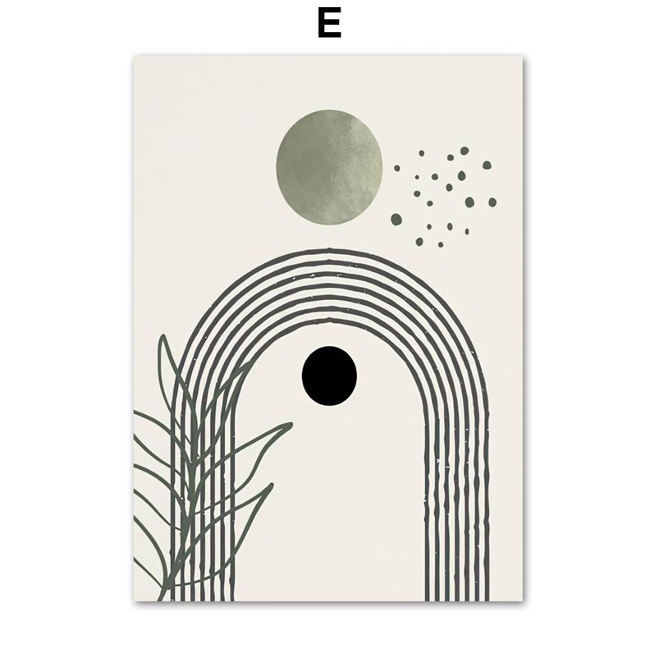 Abstract Geometric Sage Green Botanical Artwork Boho Wall Art Print Canvas Painting Nordic Poster Wall Picture Living Room Decor