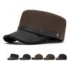 Autumn Winter Velvet Warm Flat Top Men's PU Cap Outdoor Baseball Cap