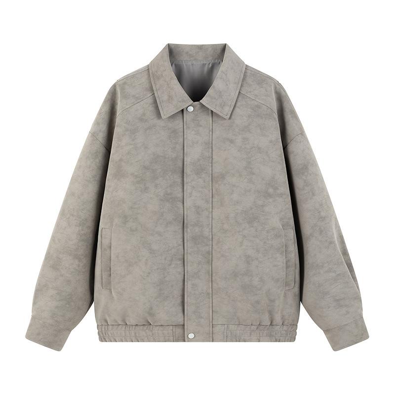 Новая осенняя кожаная куртка Ретро американская куртка Пряжка Стойка воротник Тай-дай Мужская