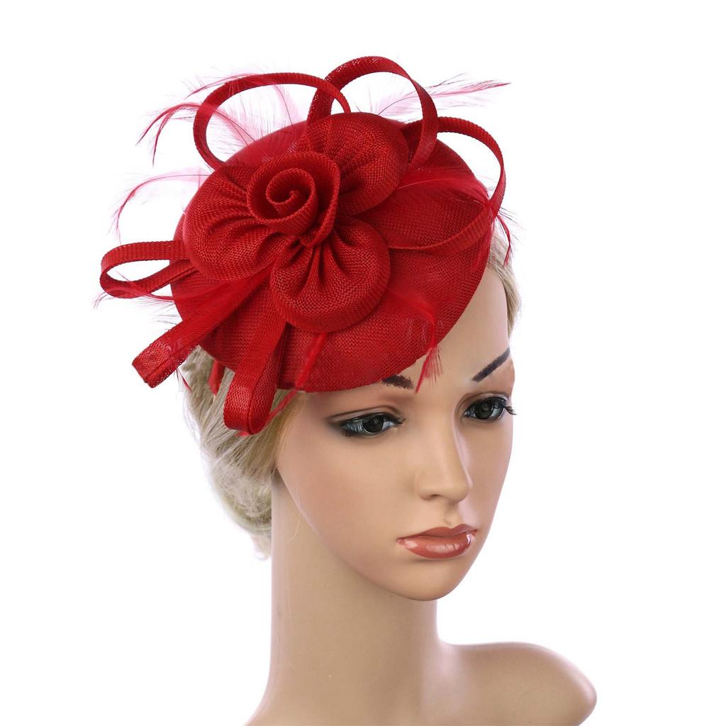 Sweat Bands for Mens Head Elegant Solid Color Bow Floral Ladies Hair Accessory With Feather Detail Convertible Fascinator