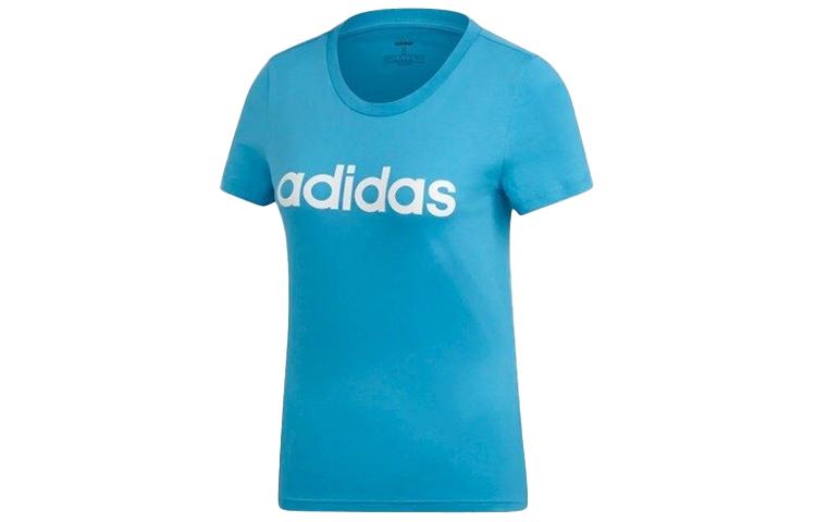 Adidas T Shirts Women's Blue Crew Neck Moderate Straight Fit DU0630