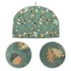 NUOLUX Tea Cozy Teapot Cover, Cotton Fabric, Stylish Nordic Floral Design, Insulated Teapot Cover, Dust Cover, Kettle Cover, 33x33x23cm, Color 3,