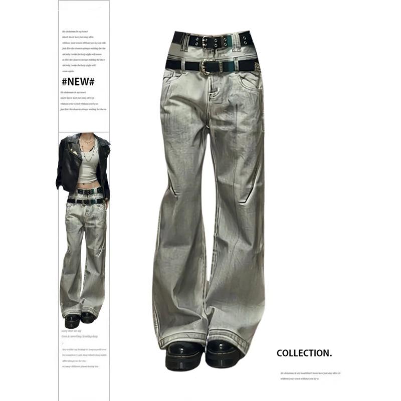 Women's Y2k Oversize Jeans Vintage Cowboy Pants Harajuku Straight Punk Denim Trousers 90s Aesthetic 2000s Trashy Grunge Clothes