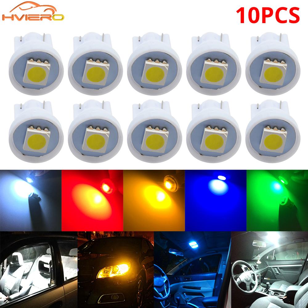 10 шт. Светодиодная лампа T10 W5W 194 168 5050 1SMD Автомобильная клиновая лампа Белый Синий Красный Желтый Зеленый Автомобильная лампа для купола Чтения Приборов Поворотника