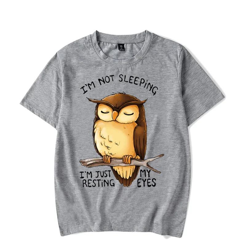 Men T-shirt I'm Not Sleeping I'm Just My Resting Eyes Kawaii T Shirt Unisex Cotton Tshirt Funny Owl Graphic Tshirts Oversized T
