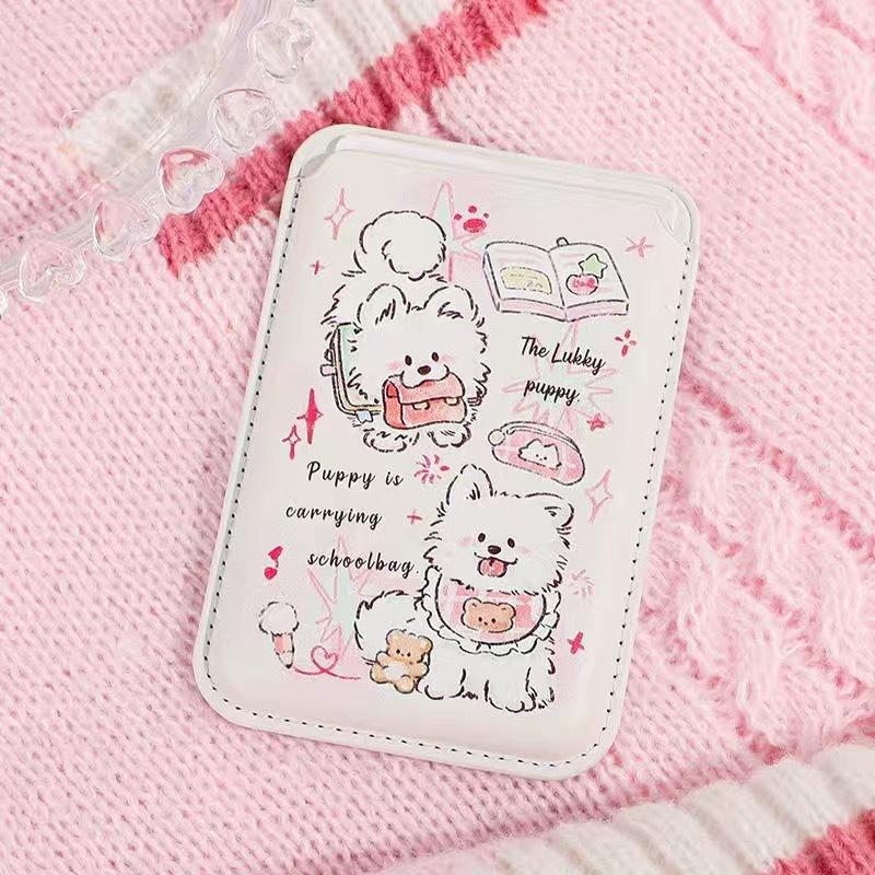 Милый магнитный кошелек из кожи Hello Kitty для Magsafe, держатель для карт для iPhone 16 15 14 13 Pro Max, карман-чехол для банковской карты, удостоверения личности