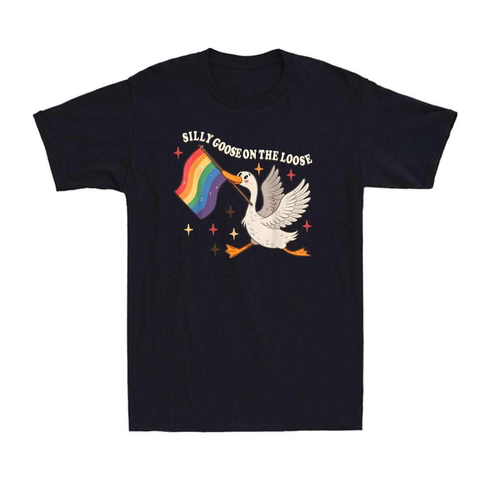 Silly-Goose LGBT Gay Pride Month On-The-Loose Rainbow Flag Unisex T-Shirt Unisex T-Shirt
