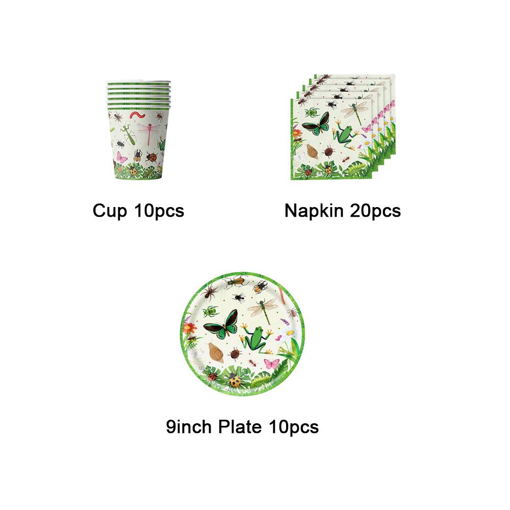 Natural Insects In spring Birthday Party Decoration Disposable Tableware Plate Cup Cartoon Bee Butterfly Backdrop Party Supplies