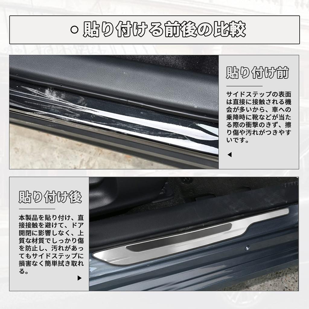 HUAHAO Set of Scuff Plates for the New Toyota Yaris Scratch and Stain Side Step Stainless Steel with a Mirror Easy Custom Parts for the Yaris Cross