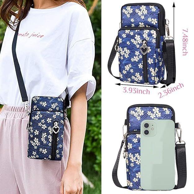 Crossbody Phone Bags For Women 3 Layers Small Multifunctional Mobile Pouch Sling Bags For Girls Latest Travel Cell Phone Purses Pouch