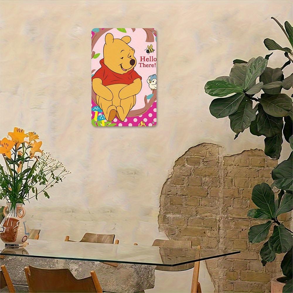 1pc "Hello There!" Metal Tin Sign 8x12 Inch - Vintage Wall Art with Winnie, Piglet, Tigger & Eeyore, Colorful Floral & Polka Dot
