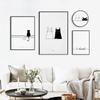 Nordic Simple Abstract Cute Black And White Line Loving Cats Birds Canvas Painting Poster Wall Art Picture Baby Kids Home Decor