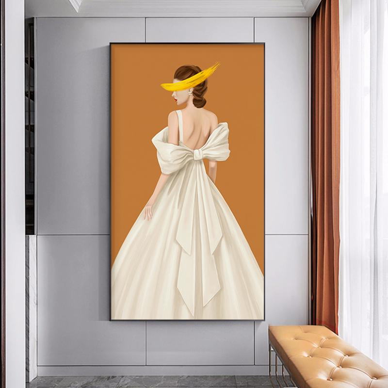 Модное белое платье, женский плакат с принтом, современная абстрактная фигура принцессы, холст, картина, скандинавское украшение стены спальни, живопись