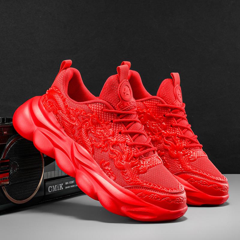 Весна новая мужская обувь для папы года Дракона платформа студенческая светящаяся спортивная обувь уличная мужская обувь