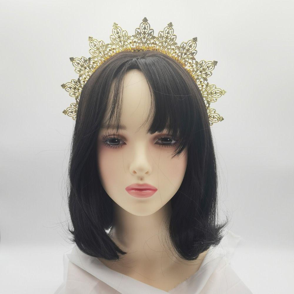 Golden Sun Goddess Crown Handmade Head Hoops Women Girl Hair Accessories