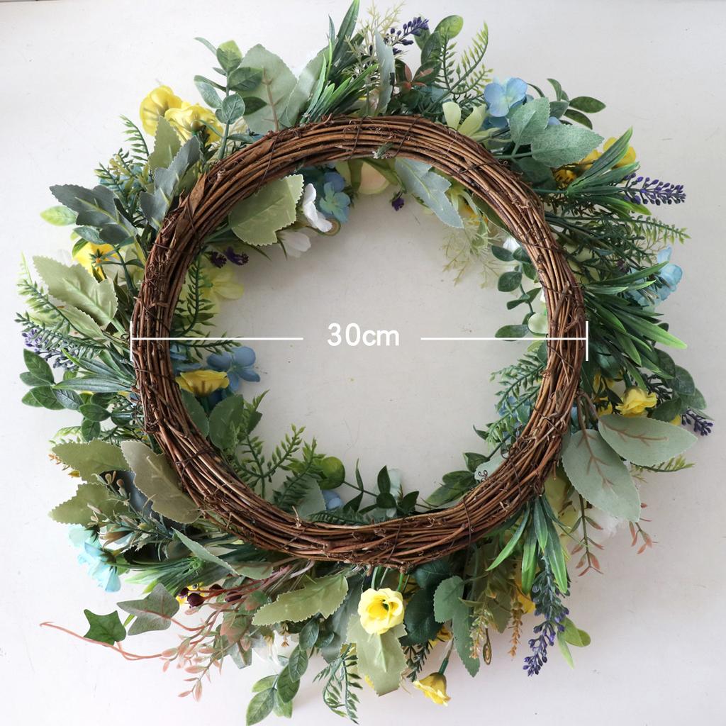 20 Inches Spring Wreaths for Front Door Summer Door Wreath Summer Wreath with Colorful Daisy Lavender Wildflower Green Leaves