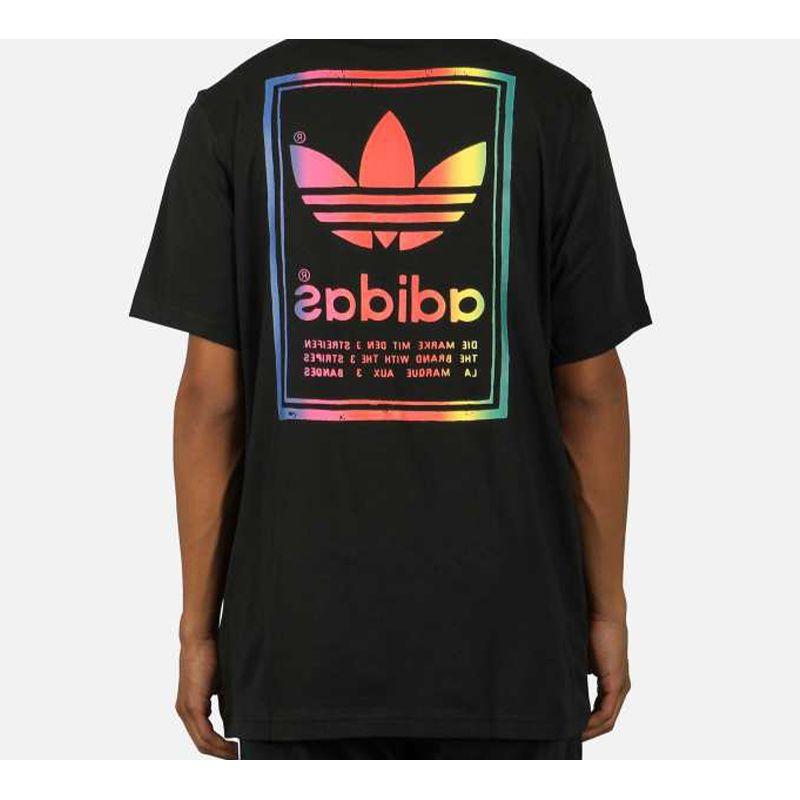 Adidas Винтажная футболка Originals Trefoil с градиентным логотипом, мужские топы, черные ED6917