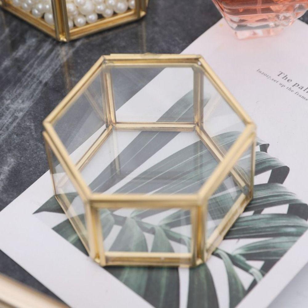 С крышкой, геометрическая шкатулка для ювелирных изделий, легкая, роскошная шестиугольная шкатулка для сережек ко Дню святого Валентина