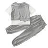 Summer Children Girls Clothes Set Teenage Letter Print Tshirts and Pants 2 Pieces Outfits Kid Casual Top Bottom Tracksuits